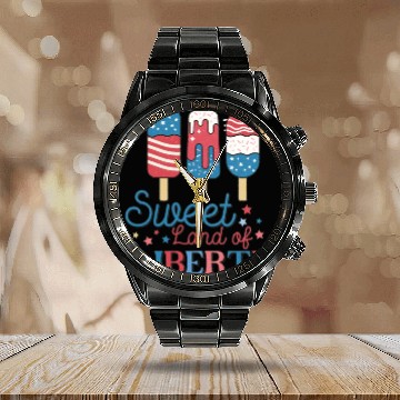 Discover Sweet Land Of Liberty Calendar Steel Band Watch