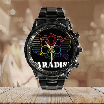 Discover Paradise Pride Month Pride Flag LGBT Community LGB Calendar Steel Band Watch