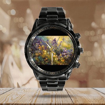 Discover Flower Painting Calendar Steel Band Watch