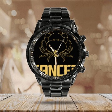 Discover Cancer Zodiac Sign, astrology design, the crab Calendar Steel Band Watch