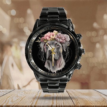 Discover Cute Cane Corso Flower Crown Pet Dog Floral Puppy Calendar Steel Band Watch