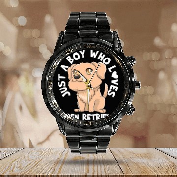 Discover Golden Retriever Dog Lover Kawaii Calendar Steel Band Watch