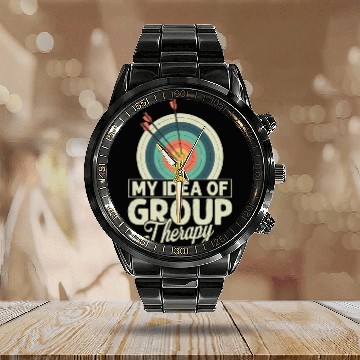 Discover My Idea Of Group Therapy Archery Target Bow & Arro Calendar Steel Band Watch