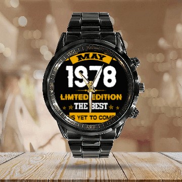 Discover May 1978 Birthday Surprise Calendar Steel Band Watch