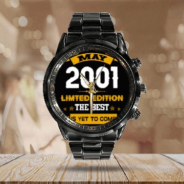 Discover May 2001 Birthday Surprise Calendar Steel Band Watch