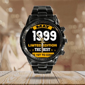 Discover May 1999 Birthday Surprise Calendar Steel Band Watch