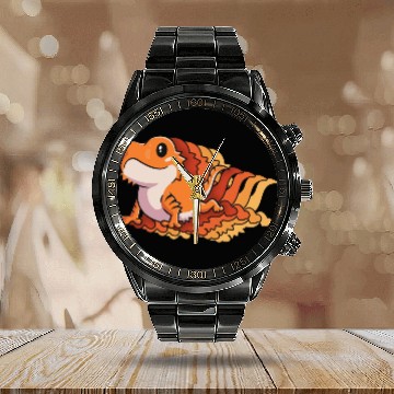 Discover Retro Gift For Bearded Dragon Owner Lizard Lover Calendar Steel Band Watch