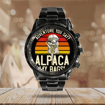 Discover Alpaca my Bags Mountaineer funny Hiking Calendar Steel Band Watch