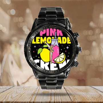 Discover Funny Pink Lemonade Crew Lemon Juice Bossfruit lov Calendar Steel Band Watch