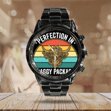 Discover Perfection In Shaggy Packages Highland Cow Calendar Steel Band Watch