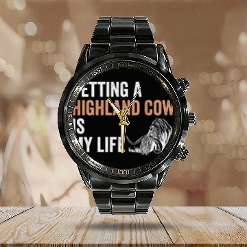 Discover Petting A Highland Cow Is My Life Scottish Cattle Calendar Steel Band Watch