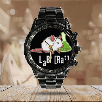 Discover Lab Rat Science Chemistry Professor Laboratory Calendar Steel Band Watch