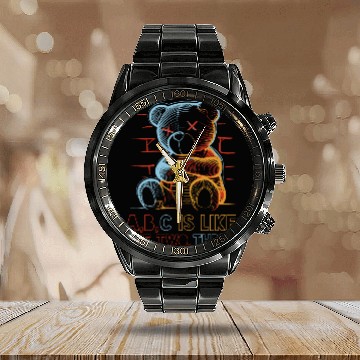 Discover neon teddy bear Calendar Steel Band Watch