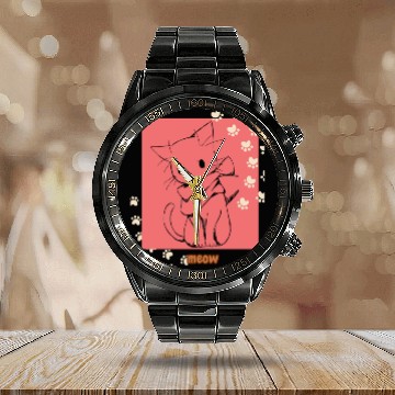 Discover meow cat for cat lover Calendar Steel Band Watch
