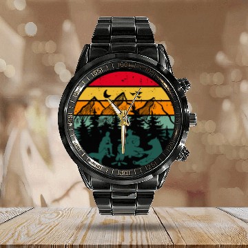 Discover Camping Life Calendar Steel Band Watch