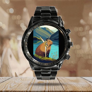 Discover Capybara Nature Capibara Calendar Steel Band Watch