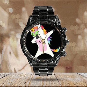 Discover Cute dabbing unicorn dab dance girls boys children Calendar Steel Band Watch