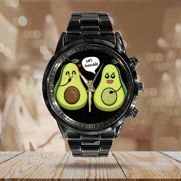 Discover Lets avocuddle avocado valentine pun Calendar Steel Band Watch