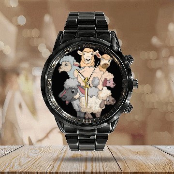 Discover Cute Lamb Farm Animal Lover Farmer Sheep Calendar Steel Band Watch