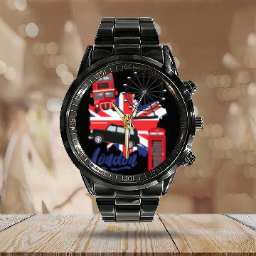Discover I Love London UK Travel more adventure Exploring Calendar Steel Band Watch