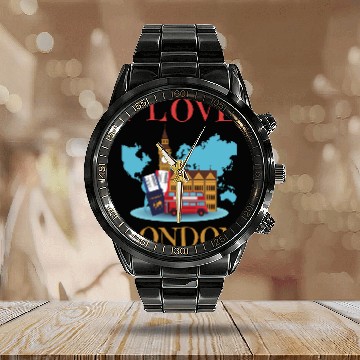 Discover I Love London UK Travel more adventure Exploring Calendar Steel Band Watch