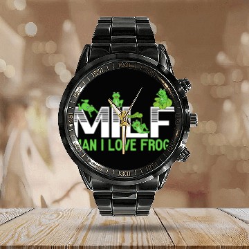 Discover Man I Love Frogs Tadpole Amphibian Herpetologist Calendar Steel Band Watch