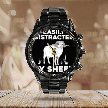 Discover Cute Sheep For Men Women Lamb Farm Animal Farmer Calendar Steel Band Watch
