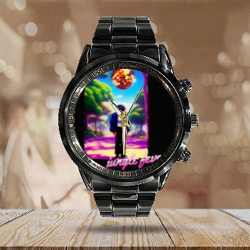 Discover Jungle Fever Chimpanzee Disco Anime 90's Calendar Steel Band Watch