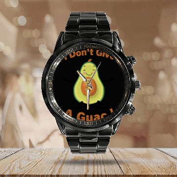 Discover I Don't Give A Guac ! Funny Avocado Pun Green Calendar Steel Band Watch