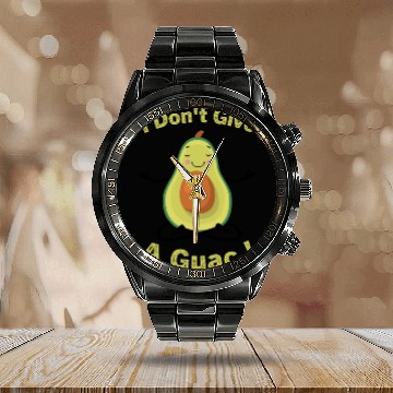Discover I Don't Give A Guac ! Funny Avocado Pun Green Calendar Steel Band Watch