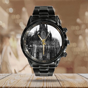 Discover Cologne historical cathedral church in germany Calendar Steel Band Watch