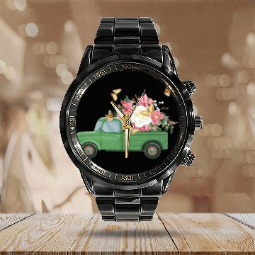 Discover Truck Flower Sublimation Calendar Steel Band Watch