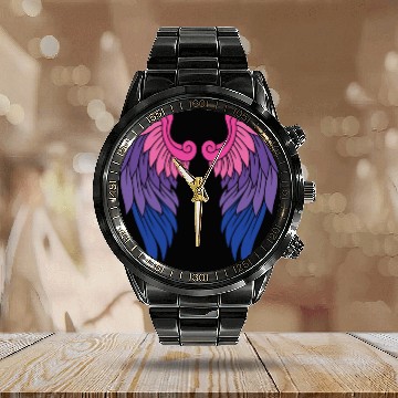 Discover Angel Wings Bisexual Gay Angel Wings Calendar Steel Band Watch
