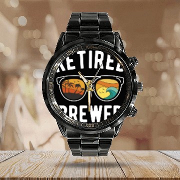 Discover Retiree Brewer's Beach Lifestyle Sunglasses Design Calendar Steel Band Watch
