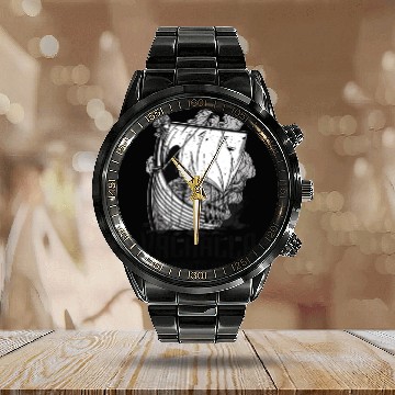 Discover Valhalla awaits me - Viking Calendar Steel Band Watch