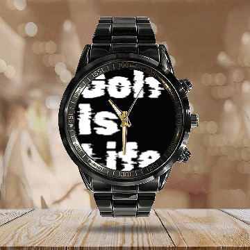 Discover Golf Is Life, Golfer Design Calendar Steel Band Watch