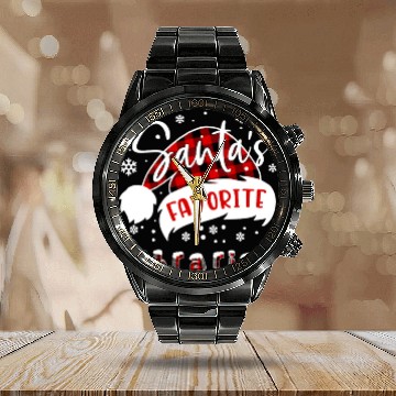 Discover Santas Favorite Librarian Hat Flannel Christmas Calendar Steel Band Watch