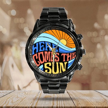 Discover Here comes the sun Calendar Steel Band Watch
