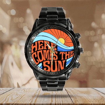 Discover Here comes the sun Calendar Steel Band Watch