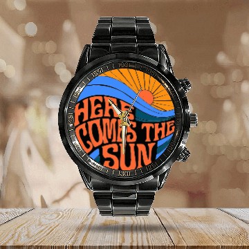 Discover here comes the sun Calendar Steel Band Watch