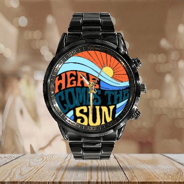 Discover Here comes the sun Calendar Steel Band Watch