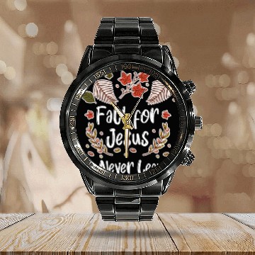 Discover Fall For Jesus, He Never Leaves Calendar Steel Band Watch