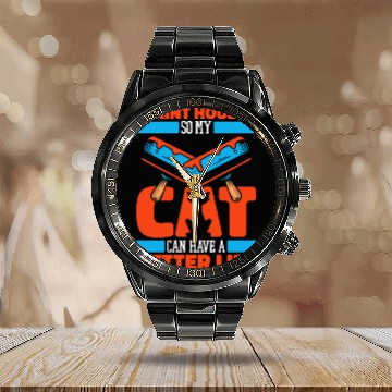 Discover Painter Painting Cat Calendar Steel Band Watch