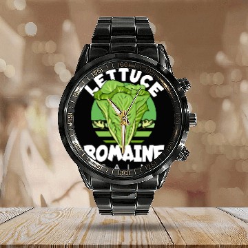 Discover Lettuce Romaine Calm Mindfulness Vegan Yoga Lover Calendar Steel Band Watch