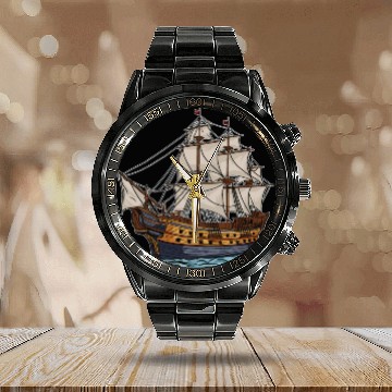 Discover Columbus Day 1492 Ship Calendar Steel Band Watch
