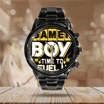 Discover Gamer boy time to level up Calendar Steel Band Watch