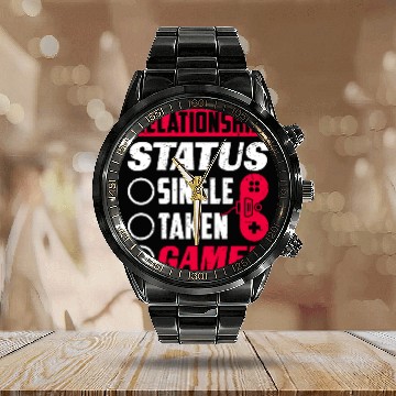 Discover Relationship Status Gamer Lover Gaming Video Game Calendar Steel Band Watch