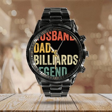 Discover Pool Player Funny Husband Dad Billiards Legend Calendar Steel Band Watch