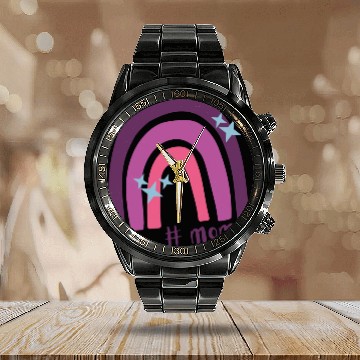 Discover Mother's Day Purple Pink Bohemian Rainbow Calendar Steel Band Watch