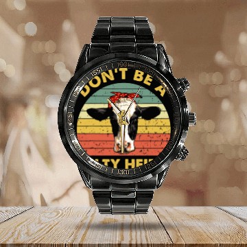 Discover Dont Be A Salty Heifer Cow Funny Cattle Farmer Calendar Steel Band Watch